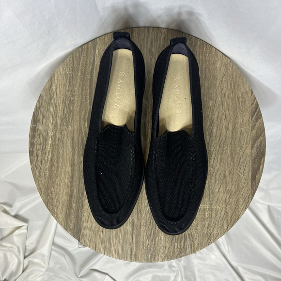 Rothys Lug Loafer Women’s Size 9.5 Merino Wool Round Toe Onyx Black - Picture 2 of 10
